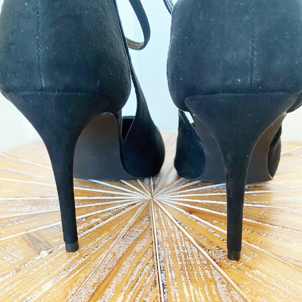 NIB Lulu’s Black Faux Suede Pointed-toe Ankle Strap Stiletto Heels in Size 10 - Picture 7 of 13